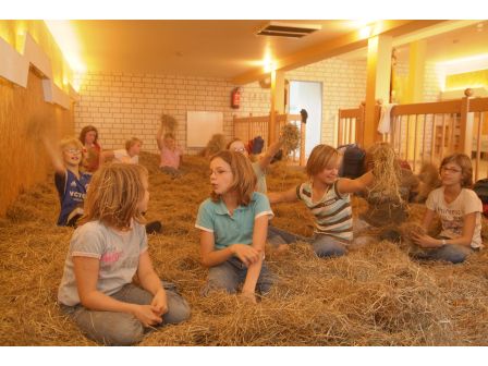 viele Kinder im Heu