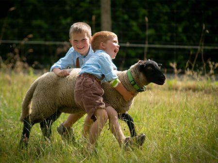 Kinder mit Schaf