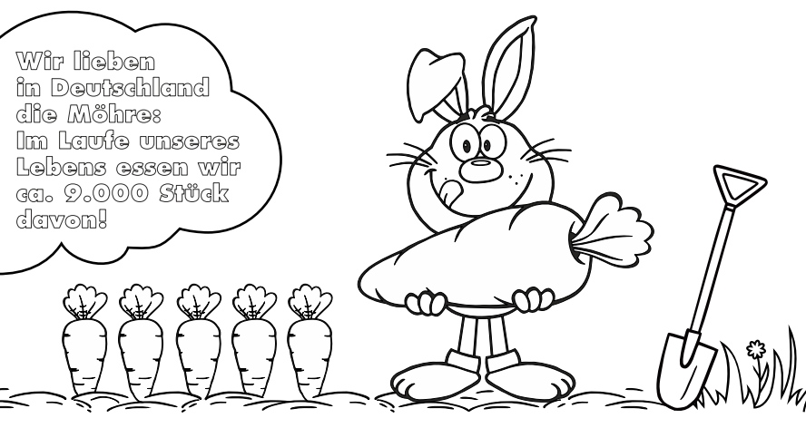 Möhren & Hase – Ausmalkarte mit Rezept